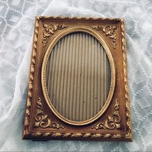 Vintage Oval Picture Frame Gold Wood